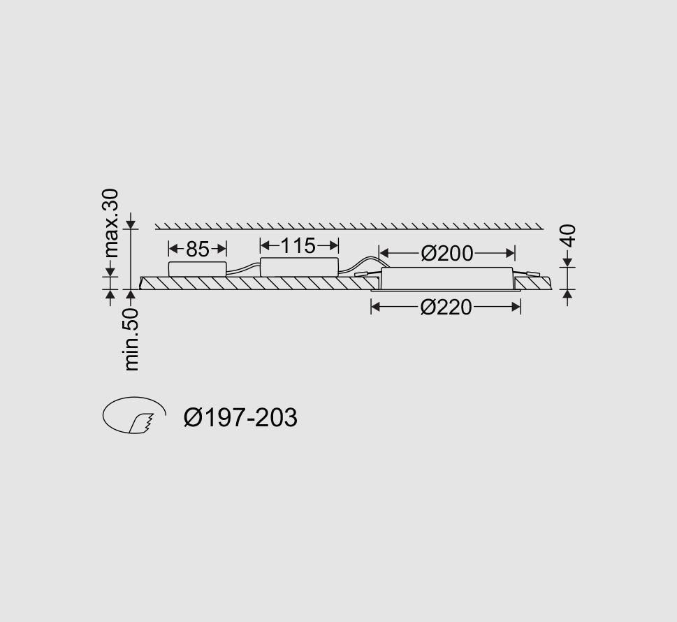 چراغ دانلایت هلنا توکار 20 سانتی متری مازی نور - Image 4