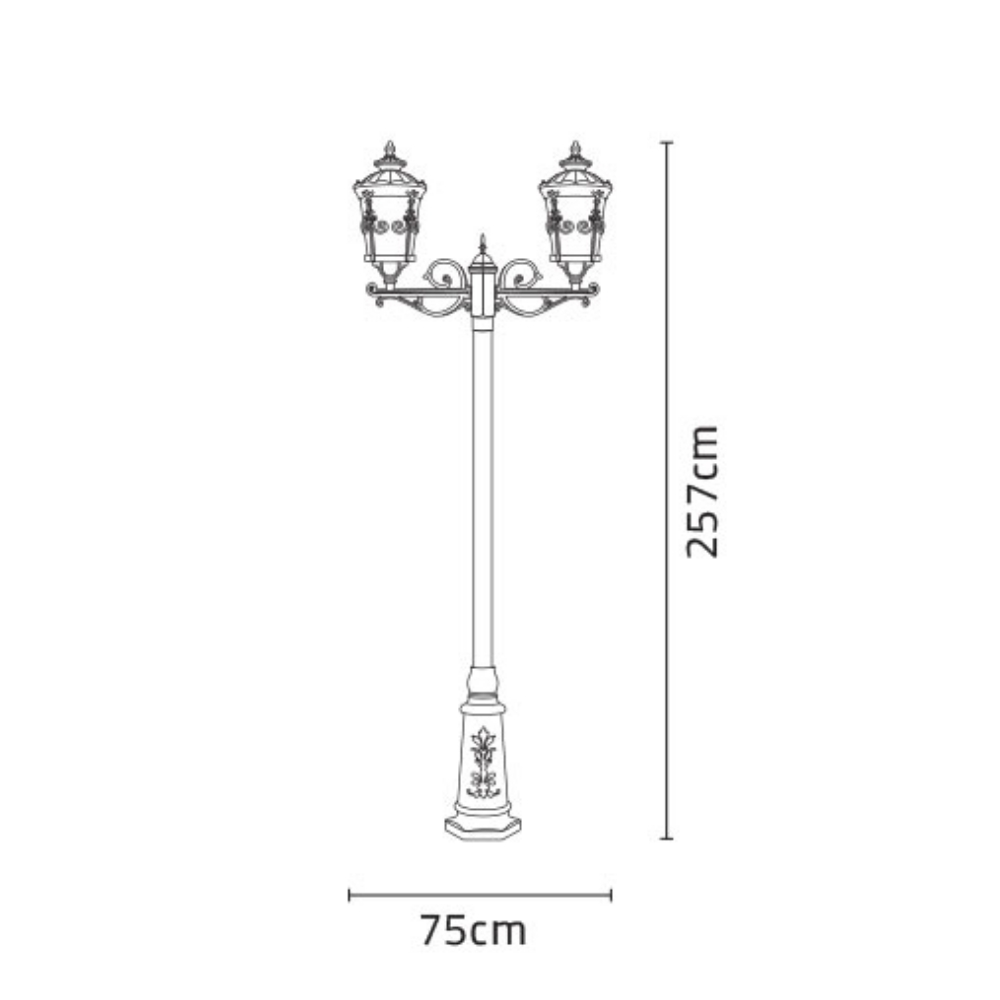 چراغ پارکی شب تاب ماهنوس دو شاخه سارینا سربالا پایه ارغوان - Image 4