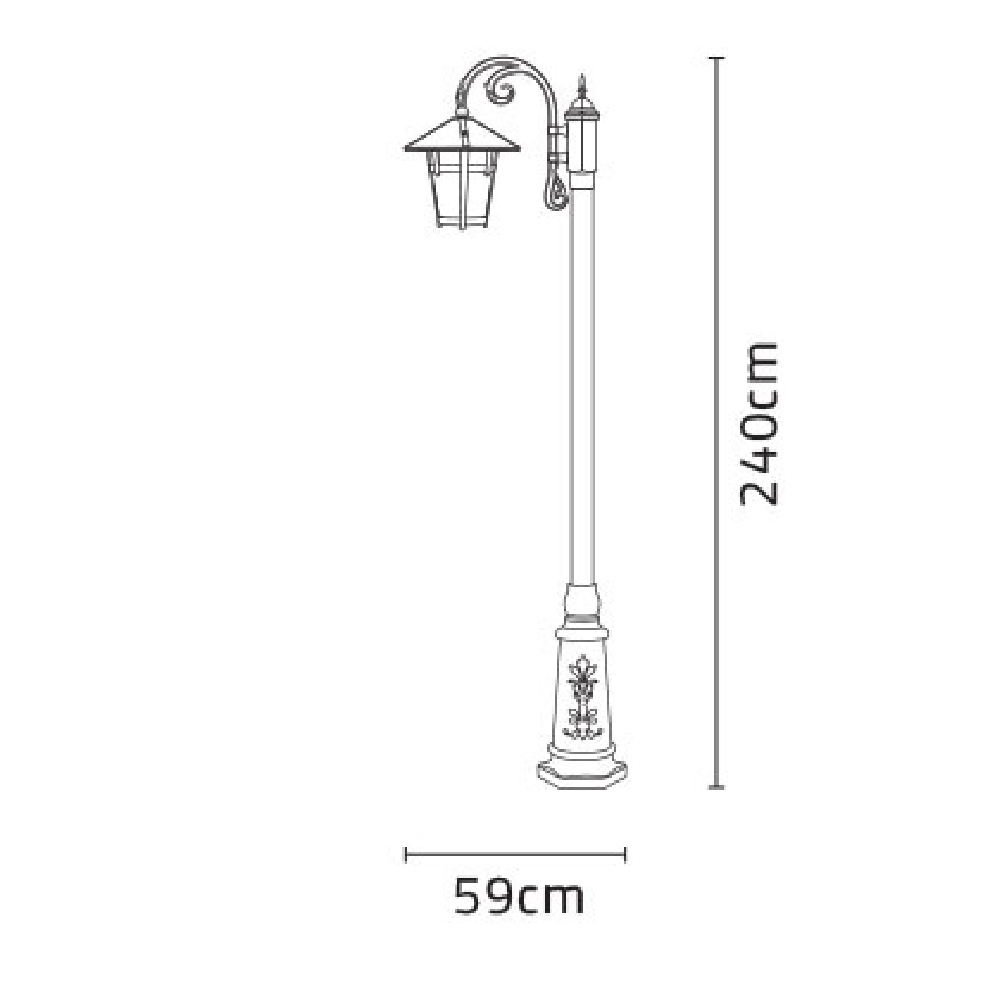 چراغ پارکی شب تاب آبنوس تک شاخه آرتا سرازیر پایه ارغوان - Image 4