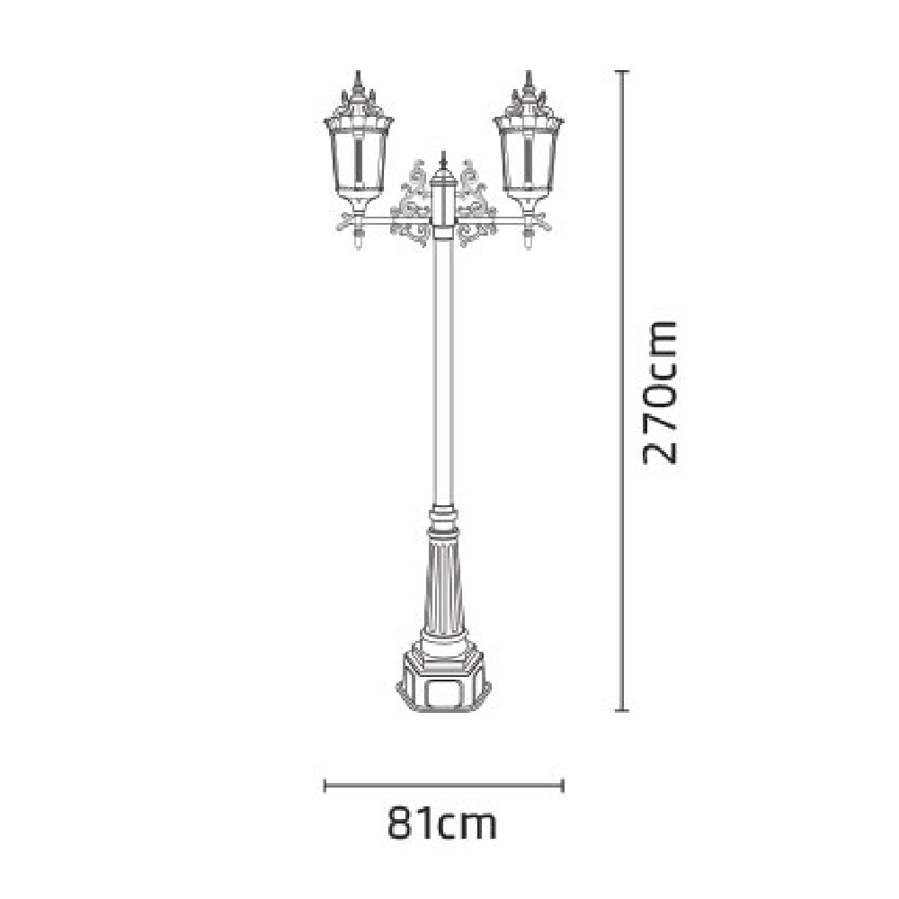چراغ پارکی شب تاب مدل پاسارگاد دو شاخه رز پایه صنوبر - Image 4