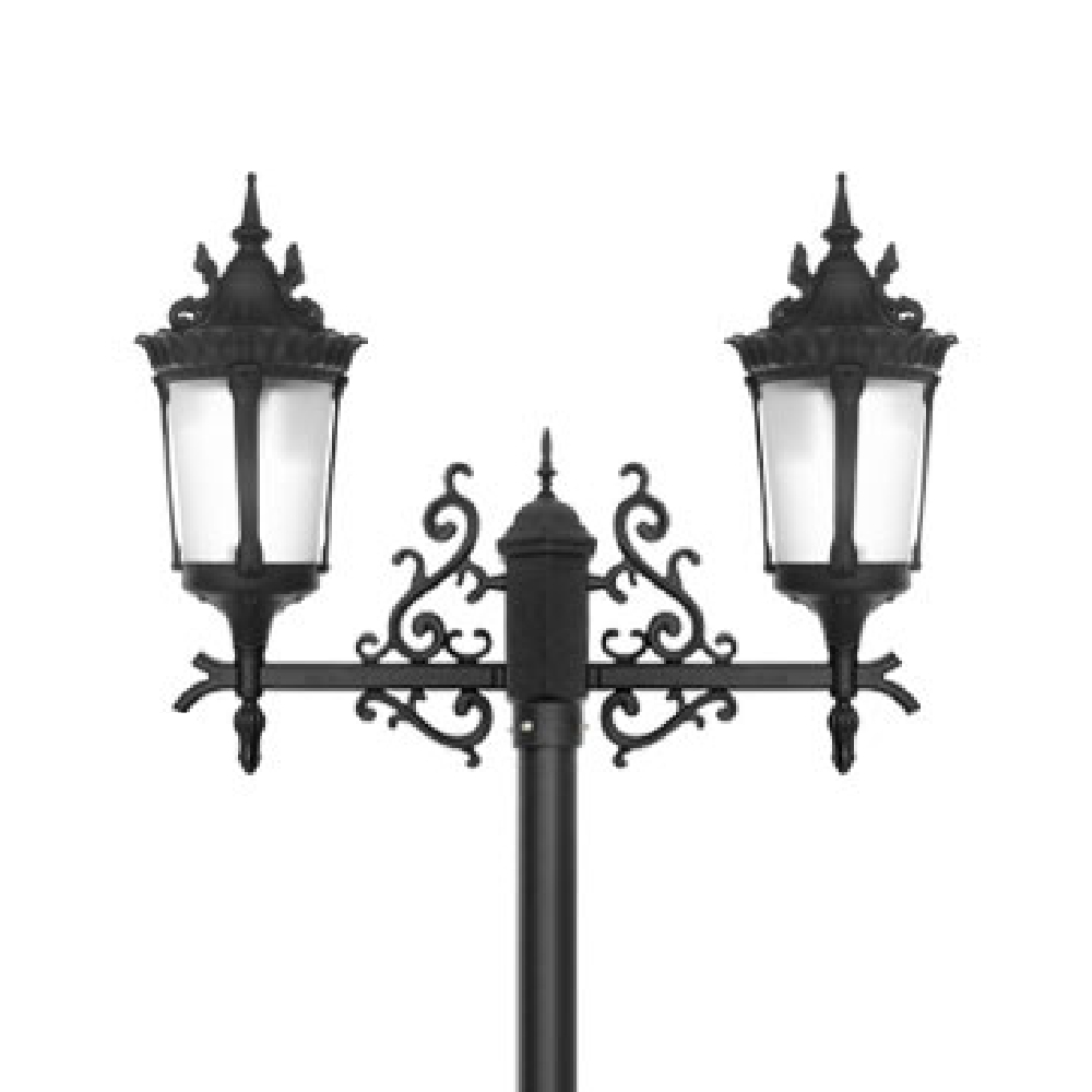 چراغ پارکی شب تاب مدل پاسارگاد دو شاخه رز پایه صنوبر - Image 2