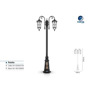 چراغ پارکی شب تاب روشا دو شاخه آرتا پایه ارغوان