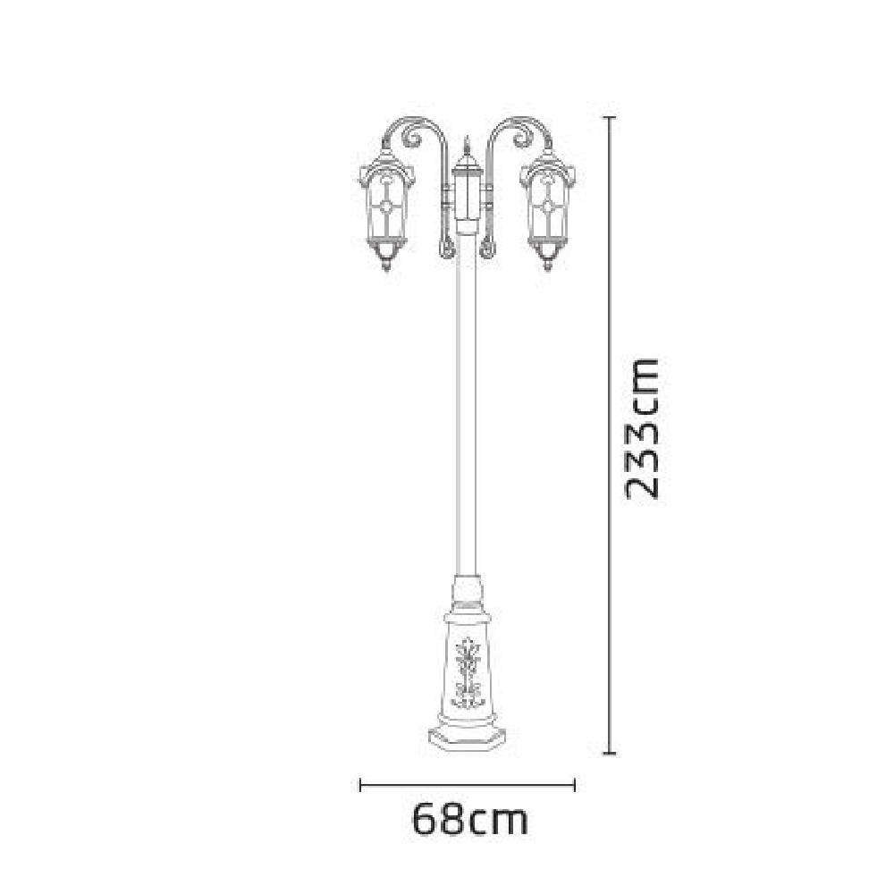 چراغ پارکی شب تاب روشا دو شاخه آرتا پایه ارغوان - Image 4