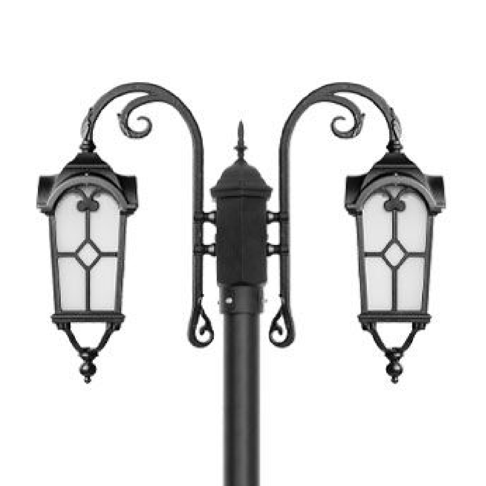 چراغ پارکی شب تاب روشا دو شاخه آرتا پایه ارغوان - Image 2