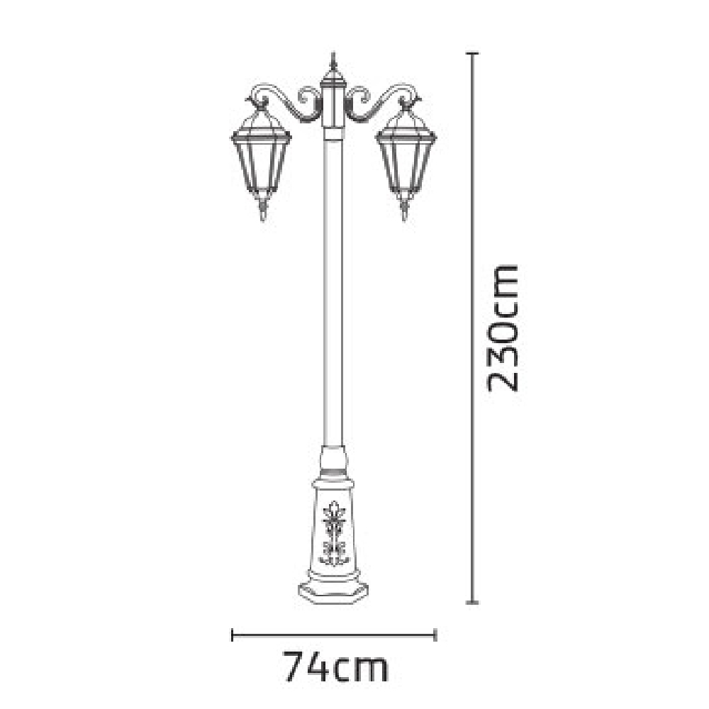 چراغ پارکی شب تاب رومی دو شاخه سناتور پایه ارغوان - Image 4