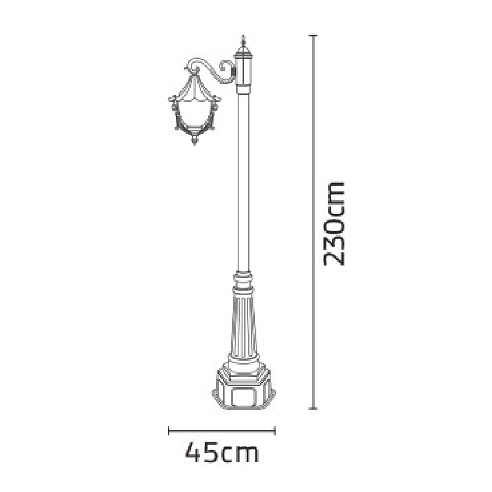 چراغ پارکی شب تاب سلطنتی تک شاخه سناتور پایه صنوبر - Image 4