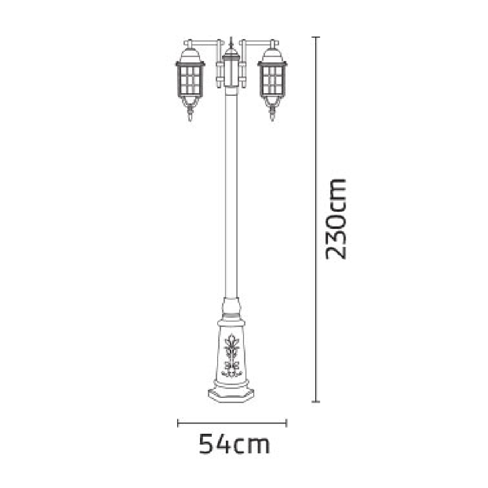 چراغ پارکی شب تاب مشبک دو شاخه آرکا پایه ارغوان - Image 4