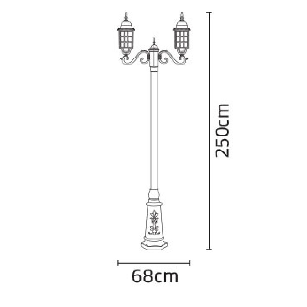 چراغ پارکی شب تاب مشبک دو شاخه سناتور پایه ارغوان - Image 4