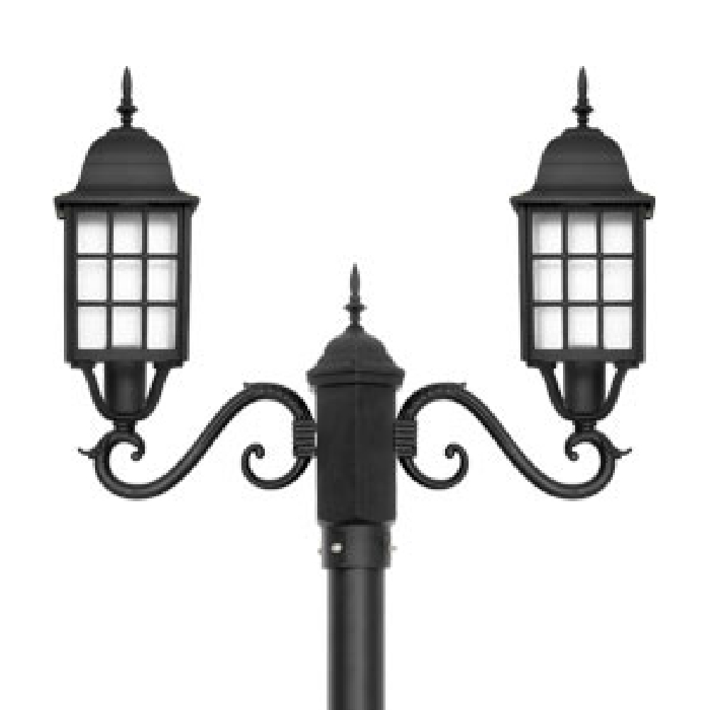 چراغ پارکی شب تاب مشبک دو شاخه سناتور پایه ارغوان - Image 2