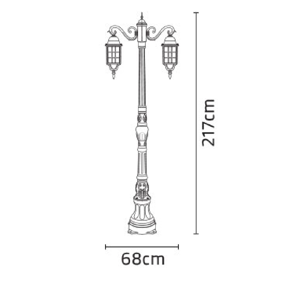 چراغ پارکی شب تاب مشبک دو شاخه سناتور پایه افرا - Image 4