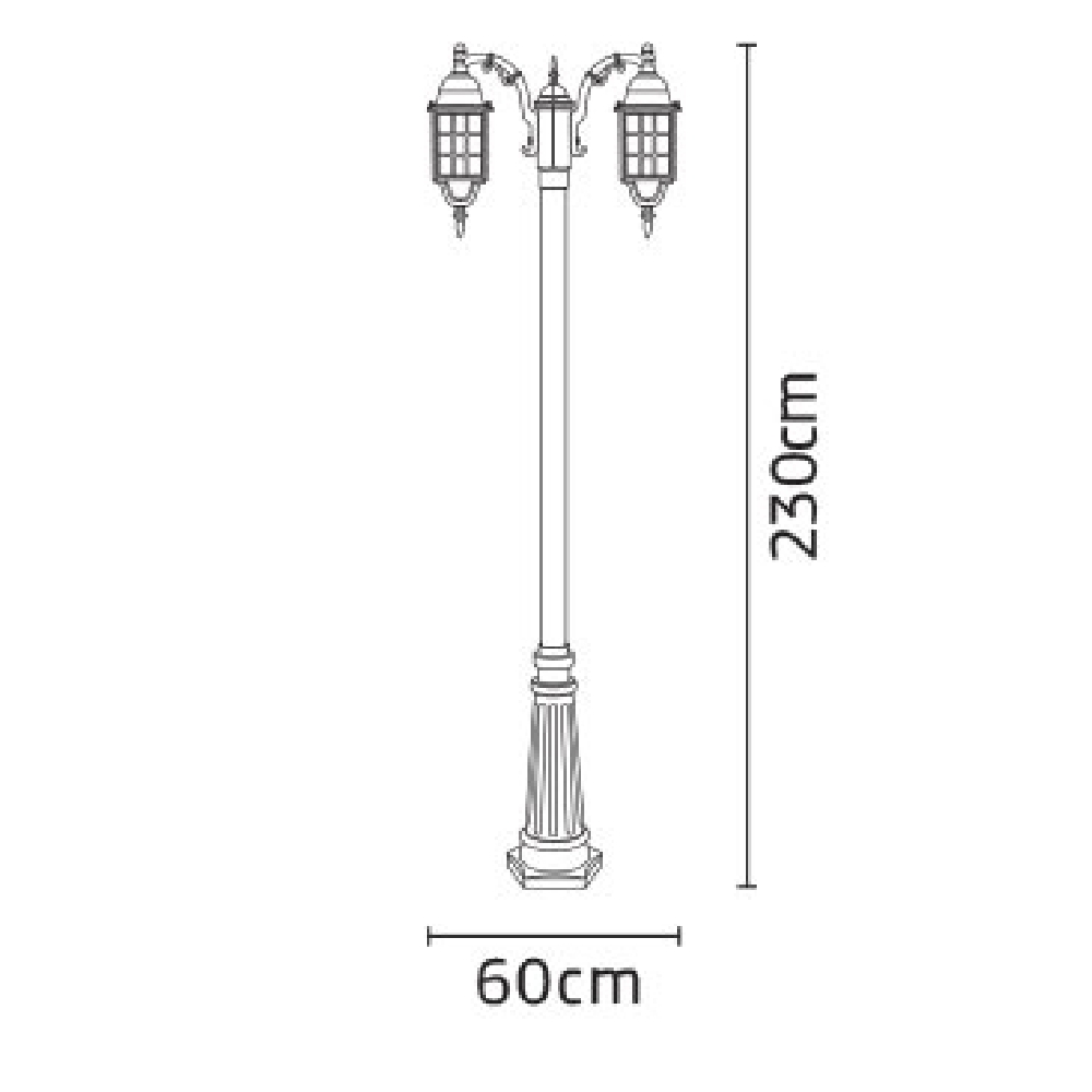 چراغ پارکی شب تاب مشبک دو شاخه کلاسیک پایه سرو - Image 4