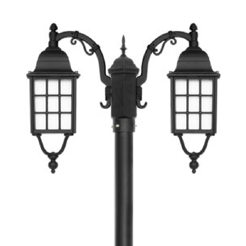 چراغ پارکی شب تاب مشبک دو شاخه کلاسیک پایه سرو - Image 2
