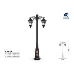 چراغ پارکی شب تاب وندا دو شاخه سارینا پایه ارغوان