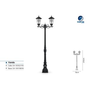 چراغ پارکی شب تاب وندا دو شاخه سارینا پایه افرا