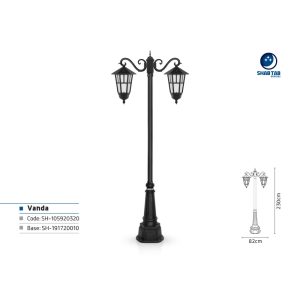 چراغ پارکی شب تاب وندا دو شاخه سناتور پایه صنوبر
