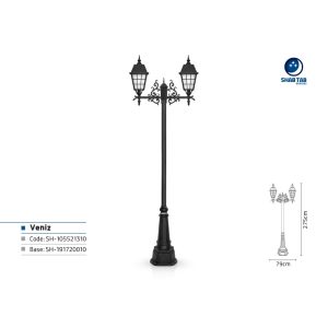 چراغ پارکی شب تاب ونیز دو شاخه رز پایه صنوبر