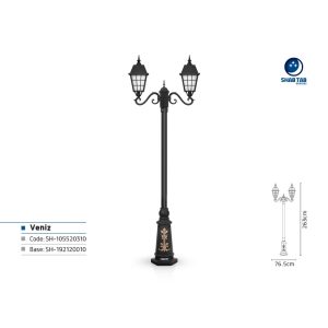 چراغ پارکی شب تاب ونیز دو شاخه سناتور پایه ارغوان