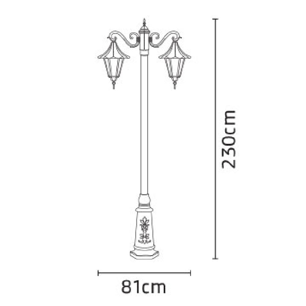چراغ پارکی شب تاب چتری دو شاخه سناتور پایه ارغوان - Image 4