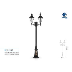 چراغ پارکی شب تاب اسپانیایی دو شاخه رز پایه ارغوان